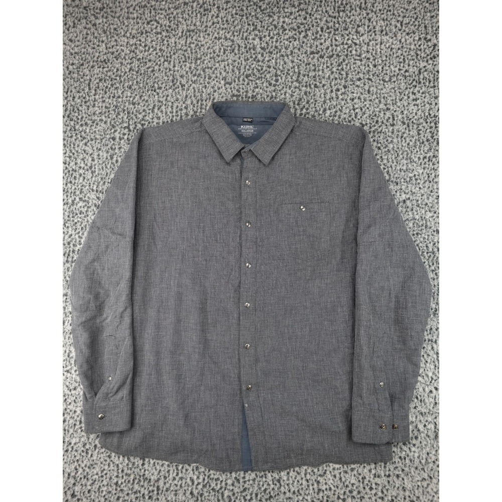 Kuhl Button Down Shirt Mens XXL Gray Excellent 5-Panel Sleeve Textured Outdoor